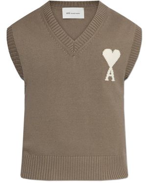 Ami Paris De Coeur V-Neck Weste - Grau