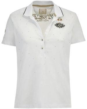 La Martina Stretch-Baumwoll-Poloshirt Mit Lurex - Weiß