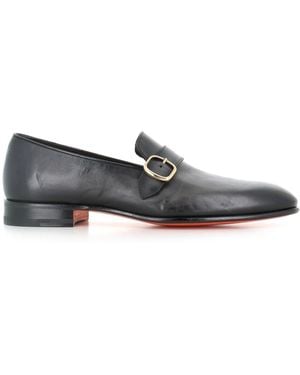 Santoni Schoenen ,Zwart ,Leer Monk Virea-A - Blauw