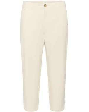Cream Cropped Trousers - Neutro