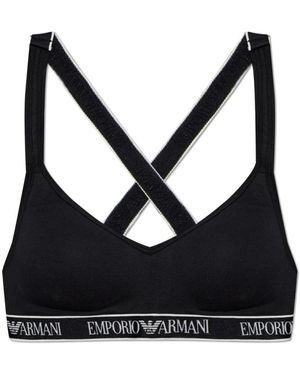 Emporio Armani Ondergoed ,Zwart ,Katoen Logo-Tape Cross-Back Bh