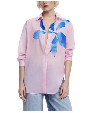 Desigual Rosa Print Langarmhemd - Lila