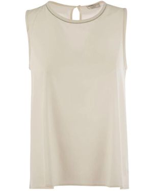 Peserico Tops ,Wit ,Stretch Zijden Crêpe De Chine Top - Naturel