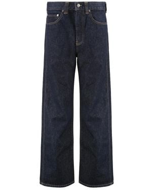 KHAITE Klassieke Donkerblauwe Wide-Leg Denim Broek