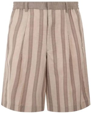Giorgio Armani Korte Broeken ,Linnen Bermuda Shorts Van Linnenmix - Naturel