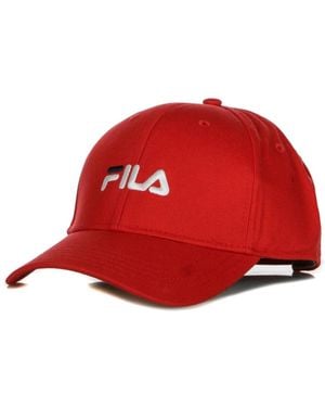 Fila Rote kappe mit gebogenem schirm und linearem logo