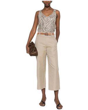 Brunello Cucinelli Cropped Broeken - Naturel