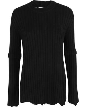Helmut Lang Truien & Vesten ,Zwart ,Wol Rib Crewneck Trui