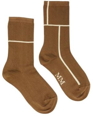 Max Mara Rippstrick Baumwollsocken Mit Jacquard-Detail - Braun
