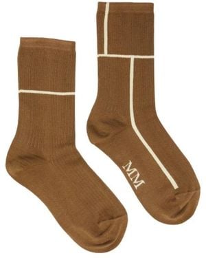 Max Mara Ribgebreide Katoenen Sokken Met Jacquard Detail - Bruin
