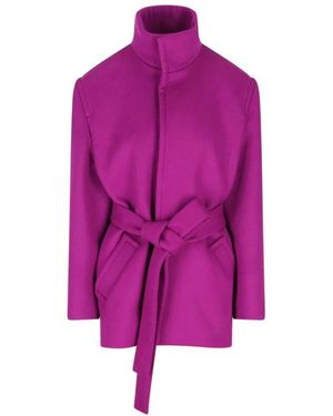 Saint Laurent Belted Coats - Purple
