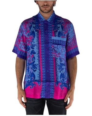Versace Jeans Couture Short Sleeve Shirts - Blu