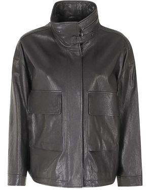 Emporio Armani Leren Jassen - Grijs