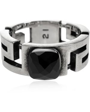 Versace Accessoires ,Grijs ,Greca Ring - Metallic