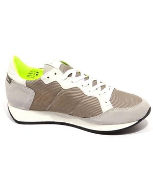 Philippe Model Grauer Leder/Stoff Schuh, Hergestellt - Weiß