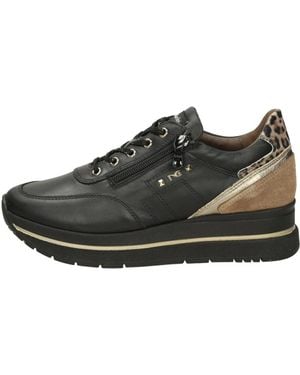 Nero Giardini Schoenen ,Zwart ,Leer Sneakers Van Leer, Suède En Technisch Materiaal