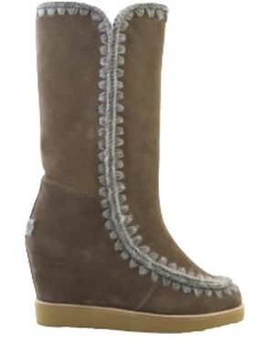 Mou Schoenen ,Bruin ,Leer Eskimo French Toe Wedge Tall