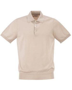 Brunello Cucinelli Lichtgewicht Katoenen Gebreide Polo - Naturel