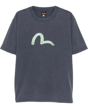 Evisu Tops ,Blauw ,Katoen Vintage Seagull S/S Tee