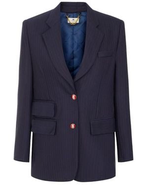 Elisabetta Franchi Gestreepte Blazer Van Fresco-Wol - Blauw