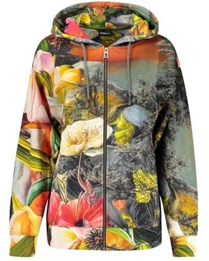 Desigual Hoodies & Sweatvesten ,Veelkleurig ,Bedrukte Rits Hoodie - Meerkleurig