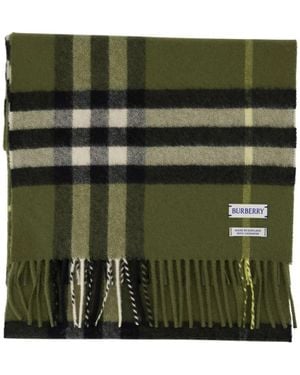 Burberry Geruit Wollen Sjaal - Groen