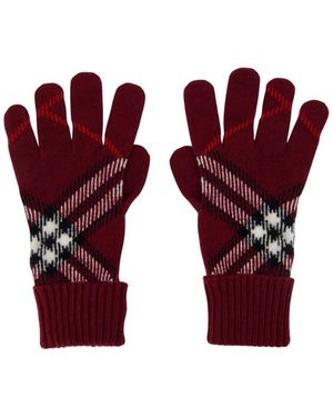 Burberry Accessoires ,Rood ,Polyester Check Cashmere Blend Handschoenen
