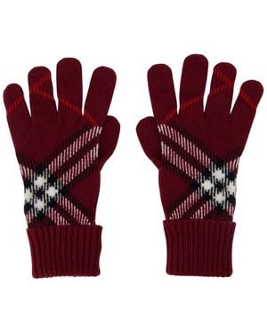 Burberry Handschuhe Aus Kaschmir-Mix Mit Check-Muster - Rot