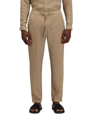 Sundek Broeken ,Linnen Linnen Broek Met Elastische Taille - Naturel