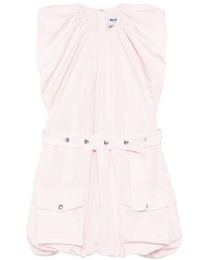 MSGM Short Strapless Balloon Skirt Dress - Roze