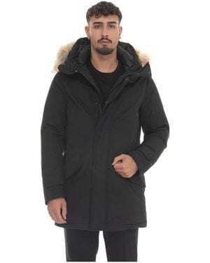 Woolrich Polar Hight Collar Df Hooded Jacket - Schwarz
