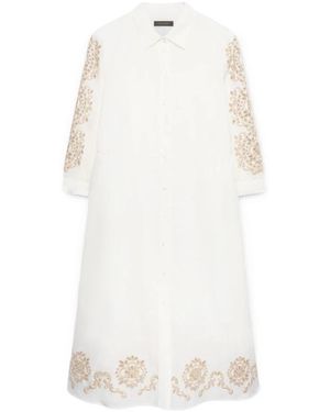 Elena Miro Abito in lino con ricamo - Bianco