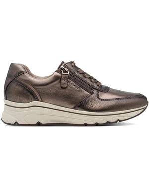 Tamaris Urban-Chic Bruine Sneakers Met Dubbele Rits - Grijs