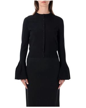 Stella McCartney Truien & Vesten ,Zwart ,Polyester Compact Knit Bell Sleeve Cardigan