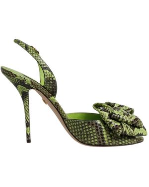 Dolce & Gabbana Python Animal Print High Heel Sandalen - Grün