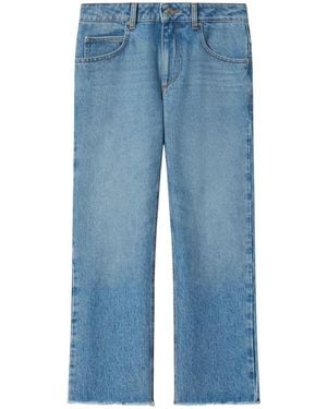Isabel Marant Jeans ,Blauw ,Katoen Jeans Met Vervaagd Effect En Gerafelde Zoom