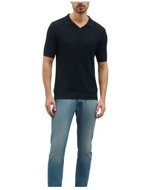 Boglioli Jacquard Baumwoll-Poloshirt Mit Kurzen Ärmeln - Schwarz