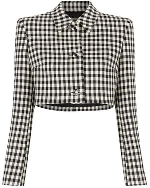 Roberto Cavalli Gingham Cropped Blazer Slim Fit - Zwart