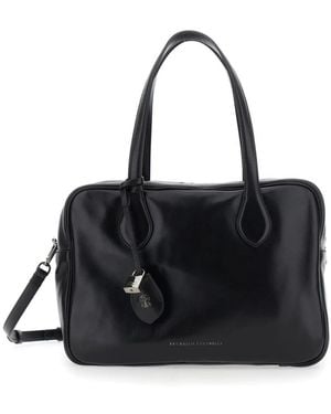 Brunello Cucinelli Rechteckige Handtasche Mit Abnehmbarem Riemen - Schwarz