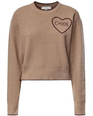 Chloé Trui Met Ronde Hals - Naturel