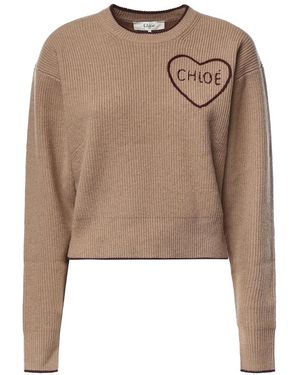 Chloé Trui Met Ronde Hals - Naturel