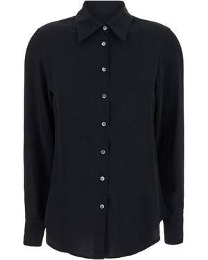 Grifoni Overhemden ,Zwart ,Zijden Zwarte Shirt - Blauw