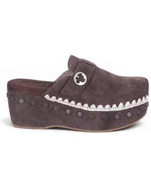 Mou Schoenen ,Bruin ,Leer Sabot Clog Plain Suede
