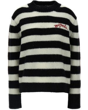 Marc Jacobs Gestreept Alpaca En Wollen Trui - Zwart