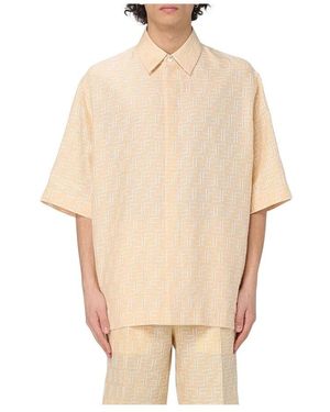 Fendi Leinenhemd Mit Geometrischem Muster - Natur
