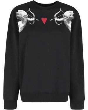 Fiorucci Hoodies & Sweatvesten ,Zwart ,Katoen Cupid Relaxed Crewneck Sweatshirt