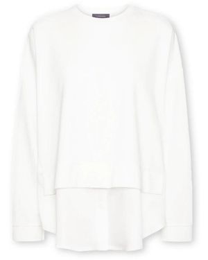 Elena Miro Hoodies & Sweatvesten ,Wit ,Nylon Layering Effect Sweatshirt