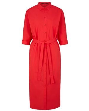Windsor. Rotes Popeline-Hemd-Kleid Mit Gürtel