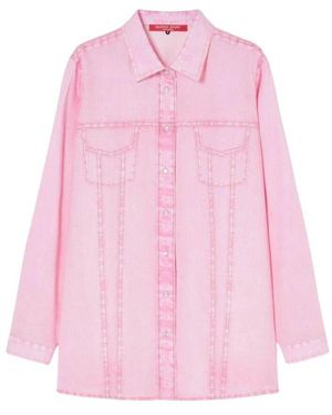 Marina Rinaldi Rosa Satinbluse Mit Teksat-Muster - Pink