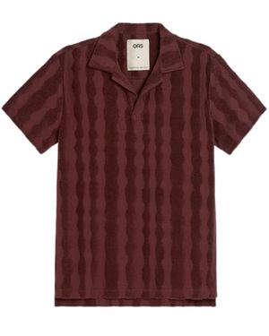 Oas Overhemden ,Bruin ,Katoen Jacquard-Gebreide Terry Piqué - Rood